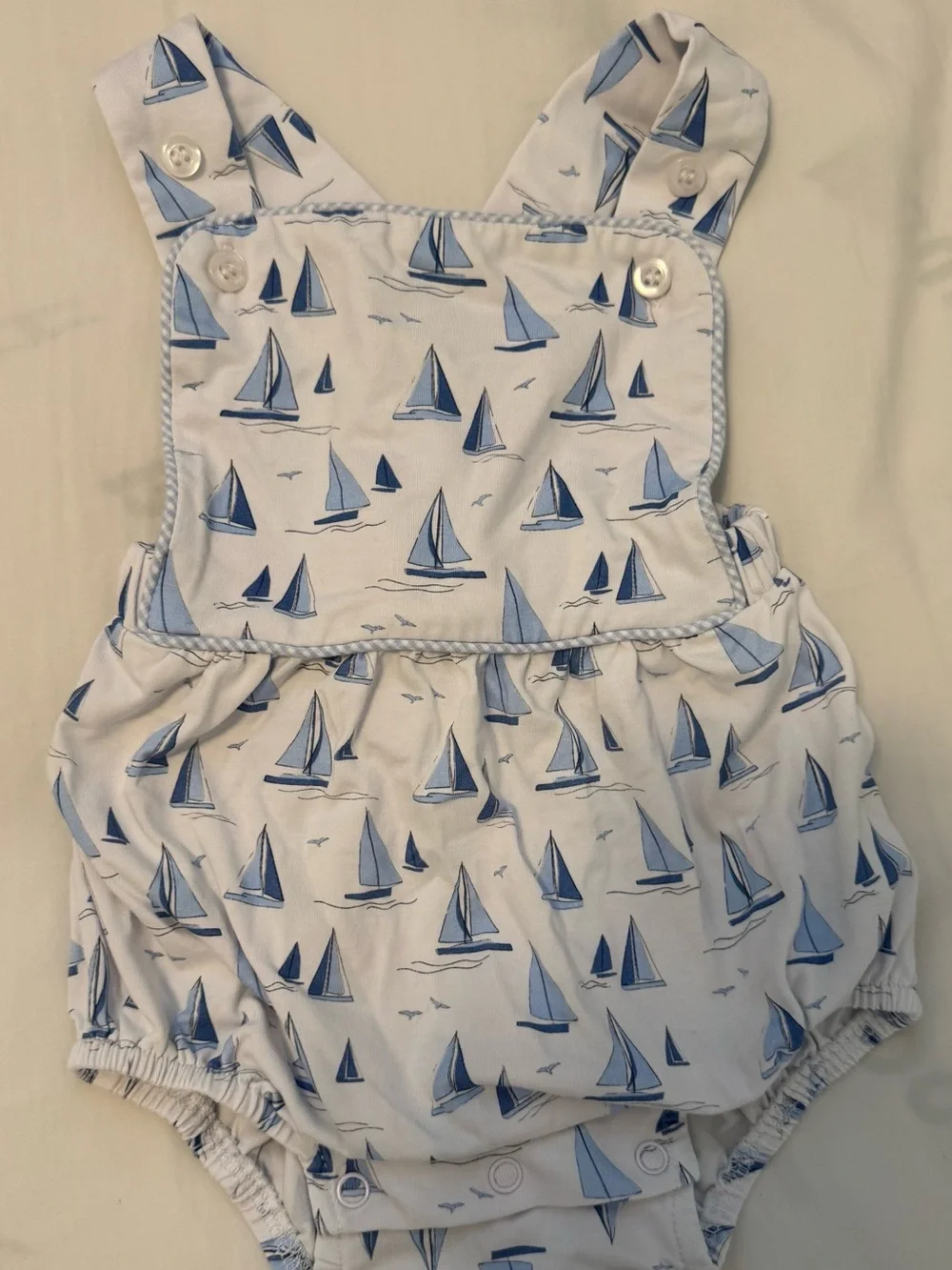 Baby Sailboat Print Romper - Blue